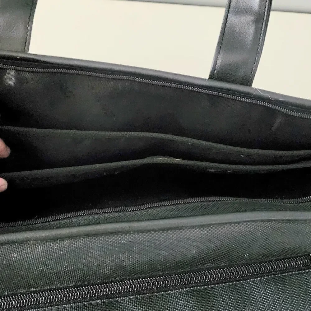 Messenger bag computer work school leather trim mesh front pockets organizer